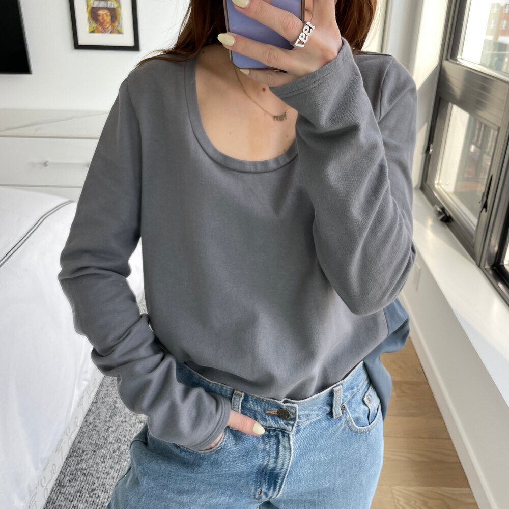 La Vi by Sam & Lavi Scoop Neck Pullover Top Gray Small - Picture 3 of 5